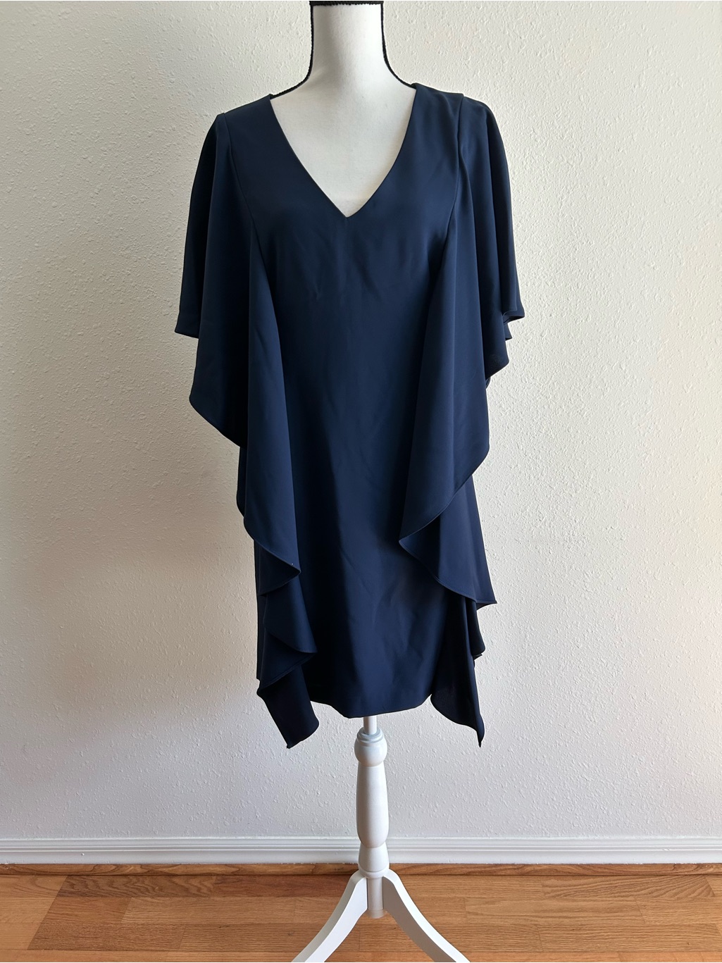 Ralph Lauren Ruffled Dress Women's Size 4 Blue Office Wedding Guest Party